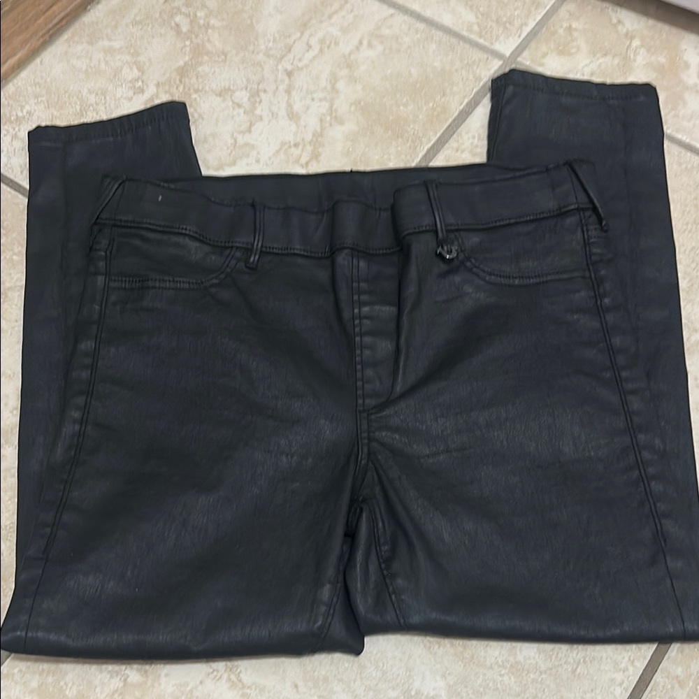 True religion Black Faux Leather Pants size medium Jean leggings